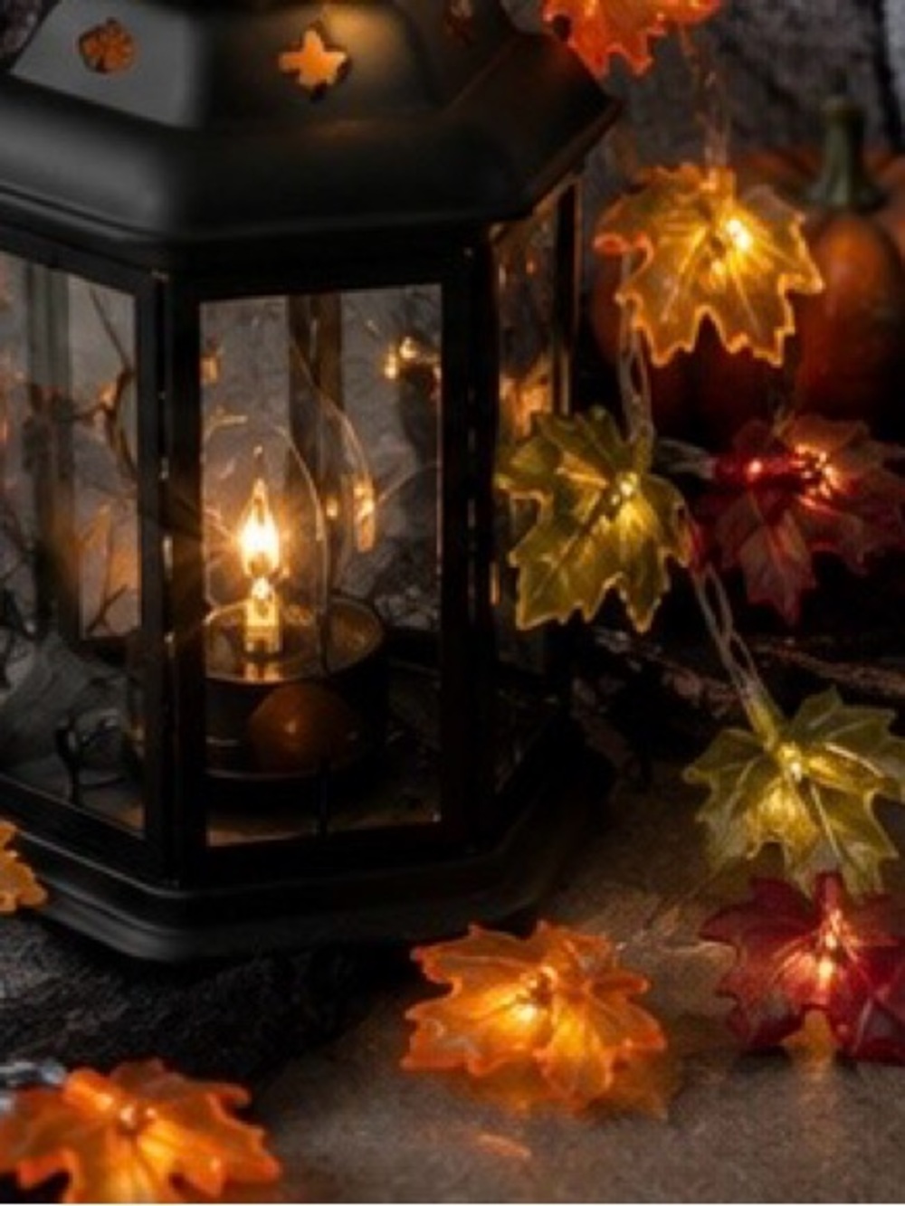 LED Maple Leaf String Lights - Multicolor, Harvest Leaves LED Lights